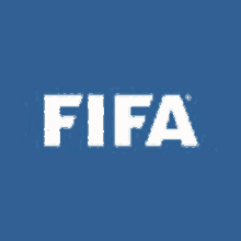 a blue background with the word fifa in white letters .