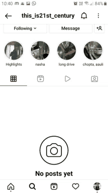 a screenshot of an instagram page with a camera icon in the middle