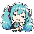 a sticker of hatsune miku holding a green onion .