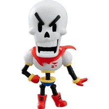 papyrus from undertale is a skeleton figure with a scarf around his neck .