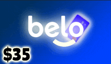 a blue background with the word belo and a card on it