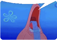 patrick star from spongebob squarepants is crying with a speech bubble