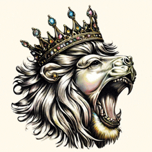 a drawing of a lion wearing a crown