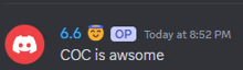 a discord message says coc is awsome at 8:52 pm