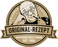 a logo for original-rezept apotheker willy drube since 1908