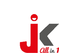 a logo for jk all in 1 has a red j and a gray k