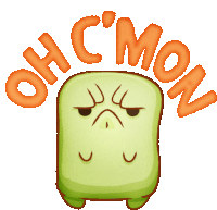 a green monster with an angry face and the words oh c mon