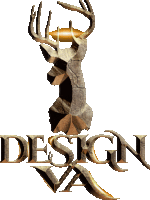 a design va logo with a deer head on it