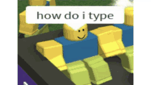 a picture of a roblox character with the words how do i type