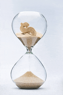 a hourglass with a dollar sign in it