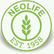 the neolife logo is a green circle with a wheat ear in the center .