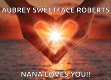 a poster that says nana loves you with a sunset in the background