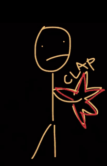 a drawing of a stick figure with the word clap written below it