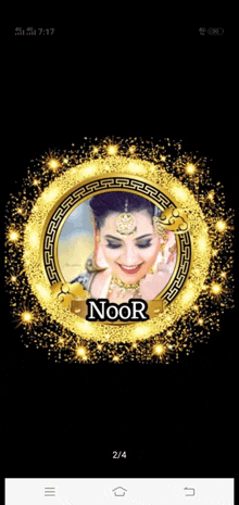 a picture of a woman with the name noor written on it