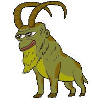 a cartoon drawing of a goat with long horns