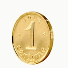 a gold coin that says 1 centime is on a white background