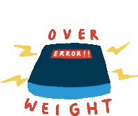 an illustration of a scale with the words over weight written on it