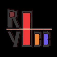 a black background with a red yellow and blue r and y logo