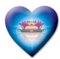 a blue heart with a lotus flower in the middle