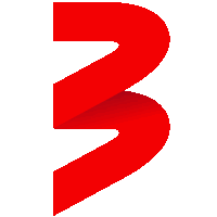 a red letter b on a white background with a shadow