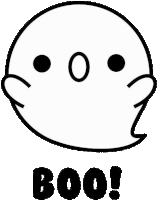 a black and white drawing of a ghost with the words boo !