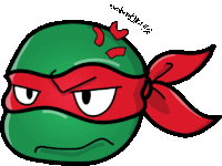 a drawing of a teenage mutant ninja turtle with a red bandana and the number 44158