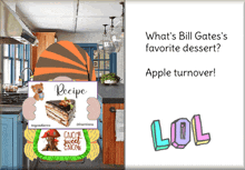 a picture of a kitchen with the words what 's bill gates ' favorite dessert apple turnover