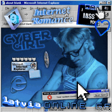 a microsoft internet explorer screen shows a man with glasses and a sign that says i miss you