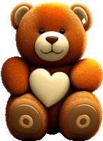 a brown teddy bear holding a white heart in its paws