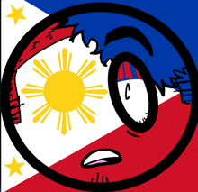 a drawing of a filipino flag with a smiley face on it