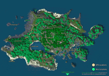 a map showing gps locations and miss locations of the underwater volcano