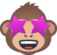 a monkey wearing a pair of pink stars on its eyes