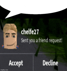 a screenshot of a chat between chelfe27 and a friend