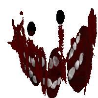 a drawing of a monster 's mouth with teeth and blood coming out of it