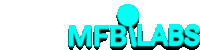 a logo for mfb labs with a blue circle in the middle