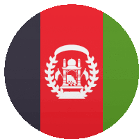 the flag of afghanistan is in a circle with a white emblem on it