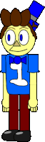 a cartoon character wearing a blue shirt with the number 1 on it .