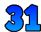 a blue number 31 on a white background