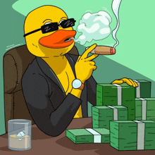 a cartoon of a duck smoking a cigar