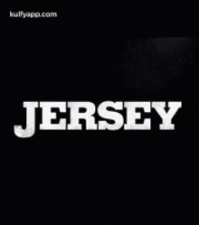 the word jersey is on a black background with white letters .