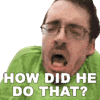 a man with glasses and a green shirt is asking how did he do that