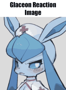 a drawing of a nurse with the words glaceon reaction image on the bottom