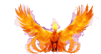 a painting of a phoenix with flames coming out of its wings