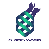 a logo for autonomic coaching with a butterfly on top of it