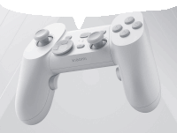 a white xiaomi video game controller is laying on a white surface