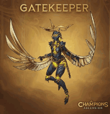 a poster for champions ascension shows a character named gatekeeper