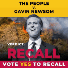 a poster that says " the people v. gavin newsom " on it