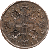 a coin with a cross and the year 1661 on it