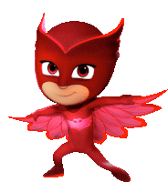 a cartoon character with a red mask and wings