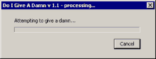 a computer screen that says do i give a damn v1.1 processing